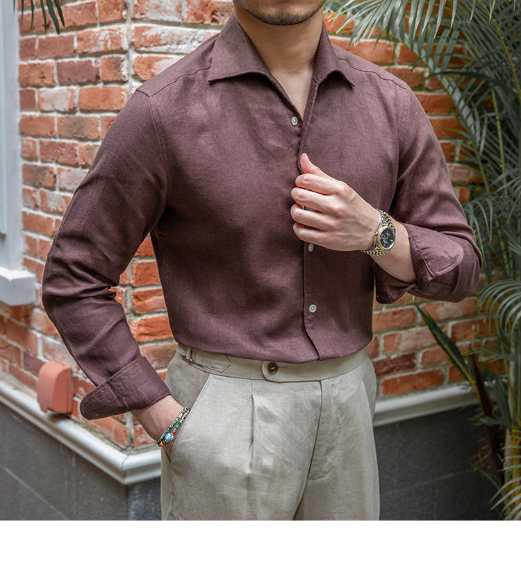Retro Casual Long Linen Sleeves Shirt