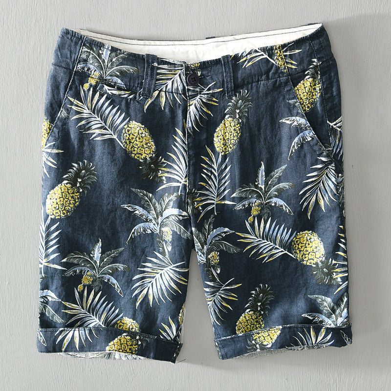 Men's Linen Casual Print Men's Beach Pants