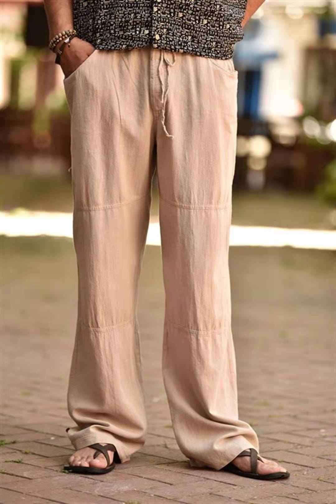 Men's Linen Plus Size Pocket Trousers
