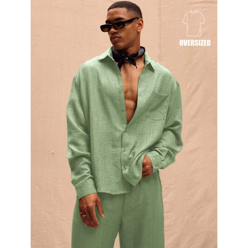 Men's Cotton-Linen Commuter Two-Piece Set