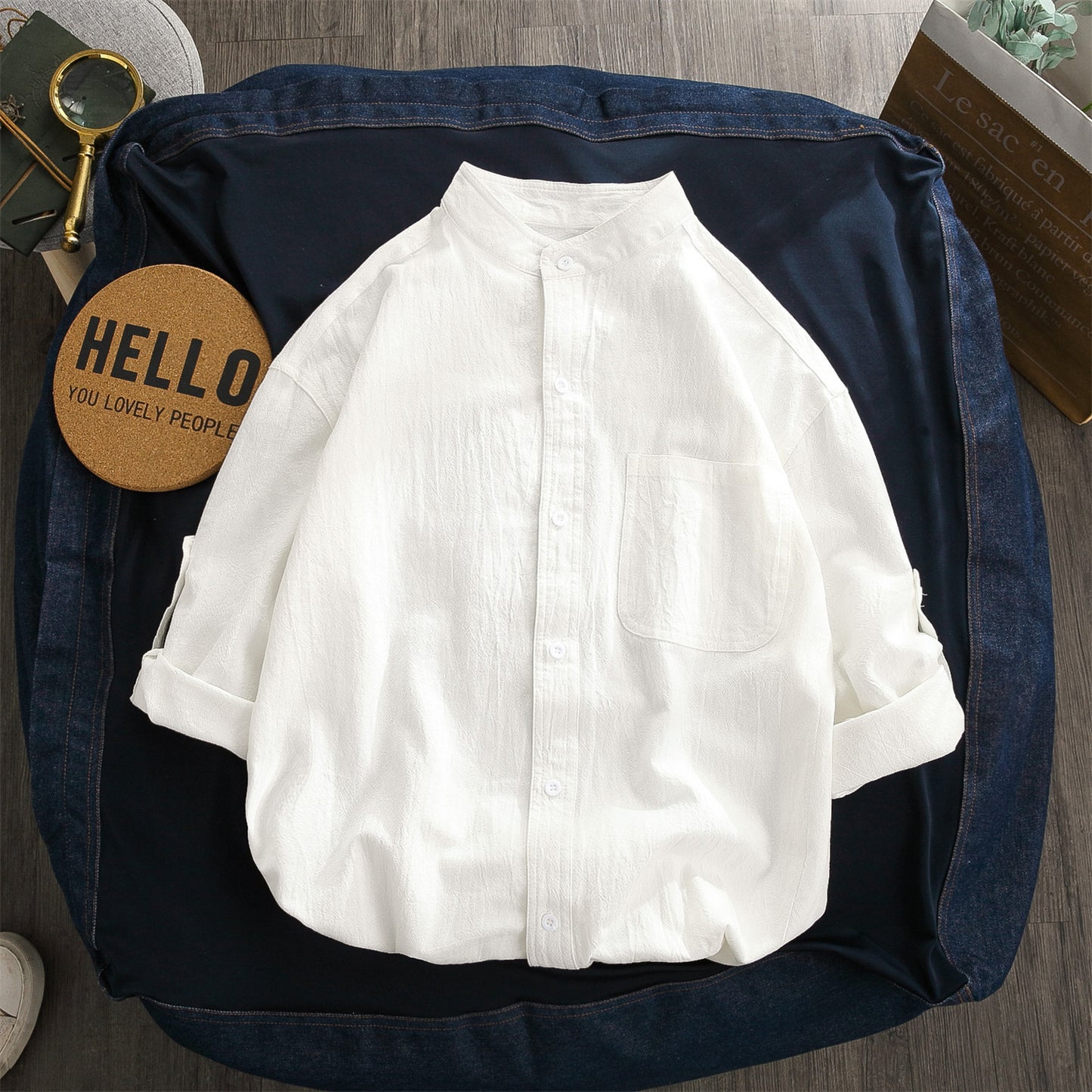 Linen Shirt Men's Long Sleeve All-match Loose Cotton Linen Casual