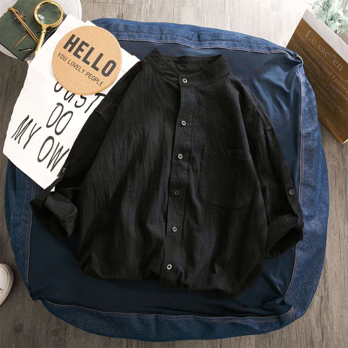 Linen Shirt Men's Long Sleeve All-match Loose Cotton Linen Casual