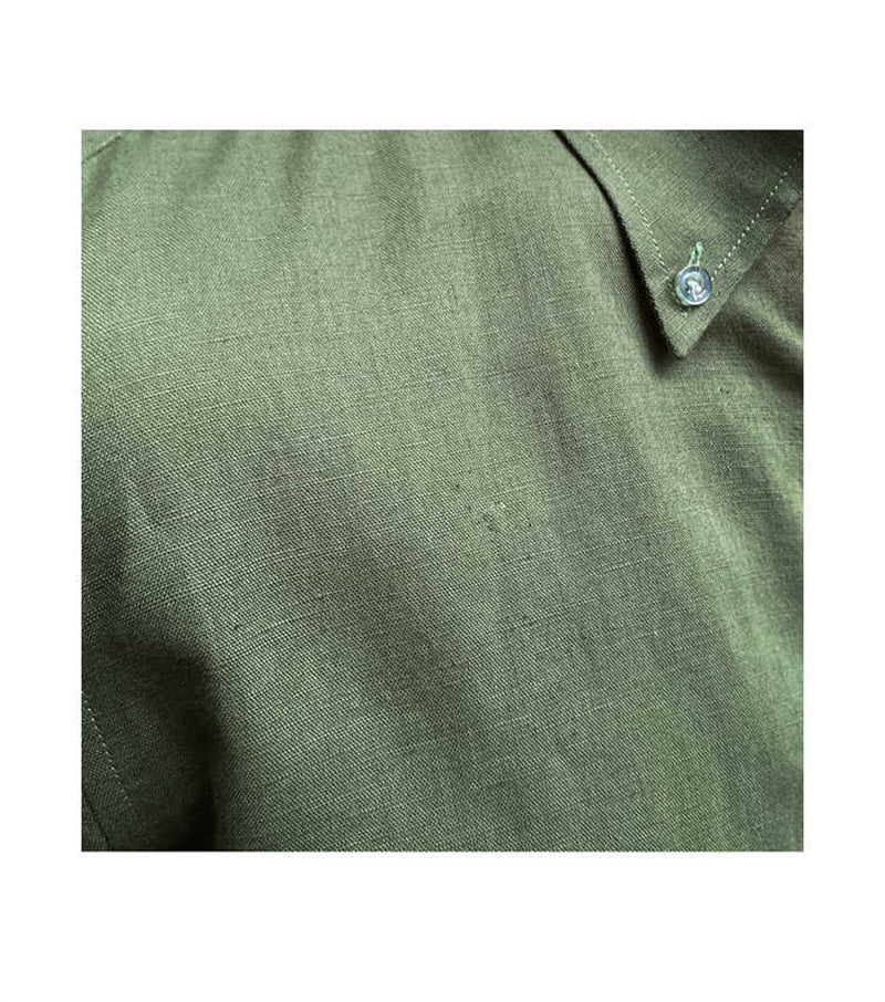 Men's Cotton Linen Casual Solid Color Long Sleeve Shirt
