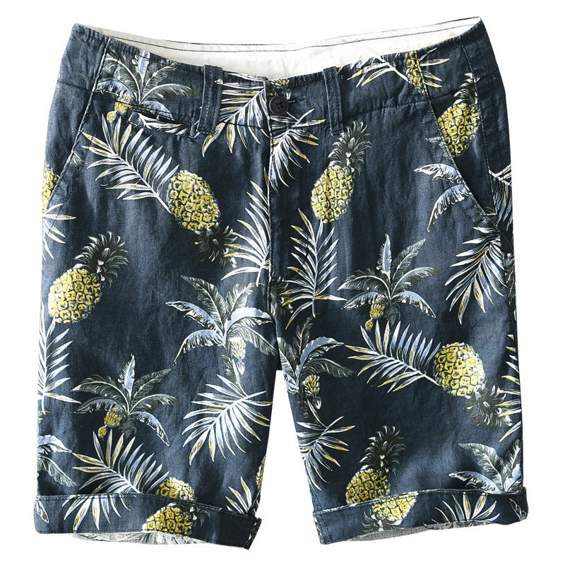 Men's Linen Casual Print Men's Beach Pants