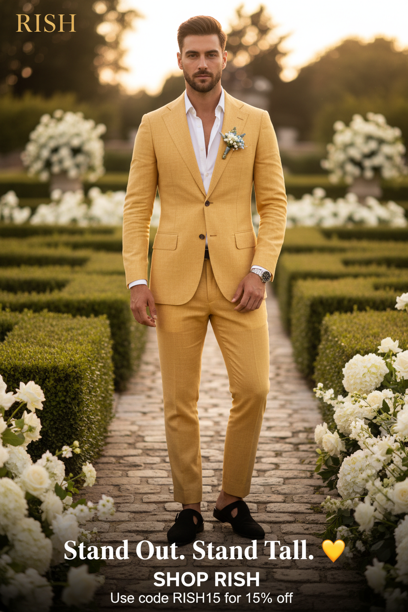 Slub Cotton Linen Suiting Fabric Full Men's Suit Lapel Collar Single-breasted 2 Piece Set Elegant Man Suits High Quality Blazer
